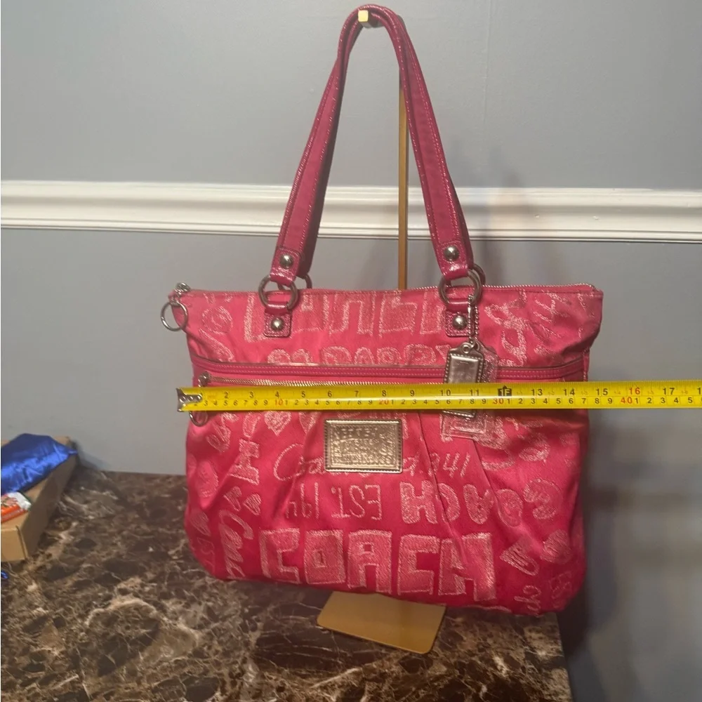 Coach Poppy Storypatch Glam Tote Hot Pink Jacquard Metallic Trim 2010 - Picture 5 of 16